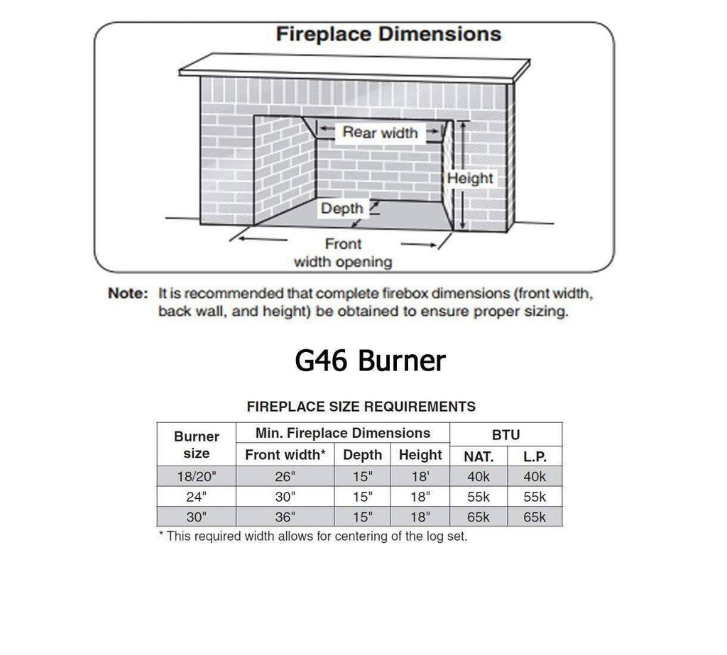 24x22 Vented Natural Gas Log Burner with Safety Pilot Kit Y472540