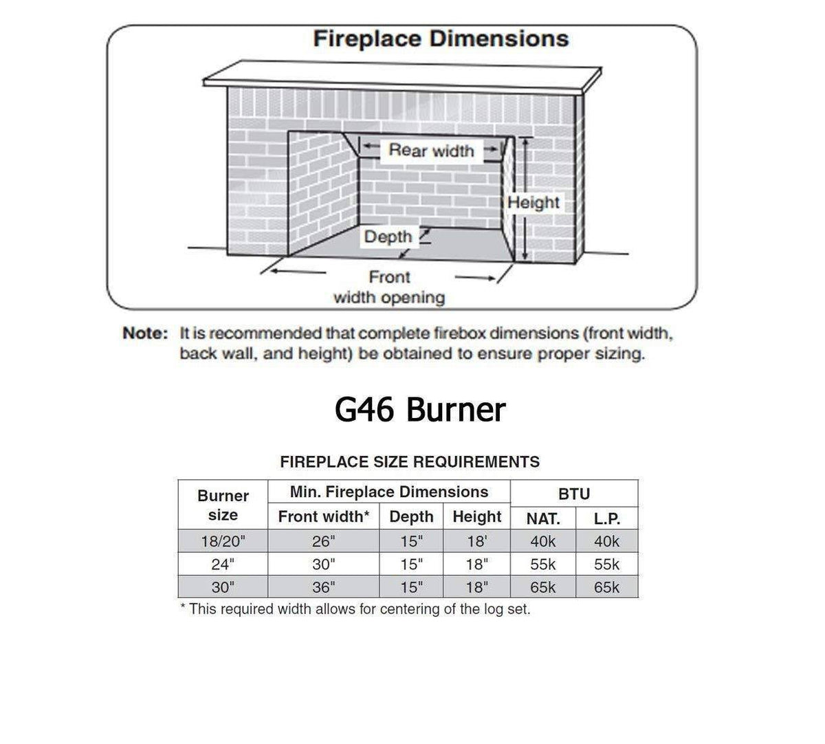 24x22 Vented Natural Gas Log Burner with Safety Pilot Kit Y472540
