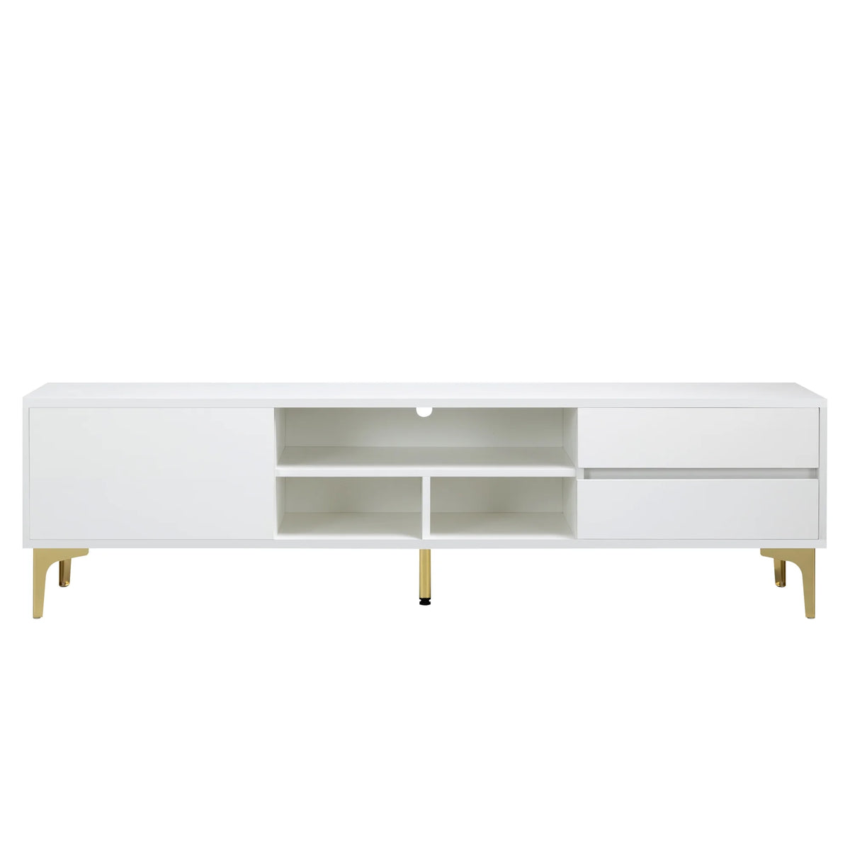 White TV Stand with LED Lights and Gold Metal Legs X316