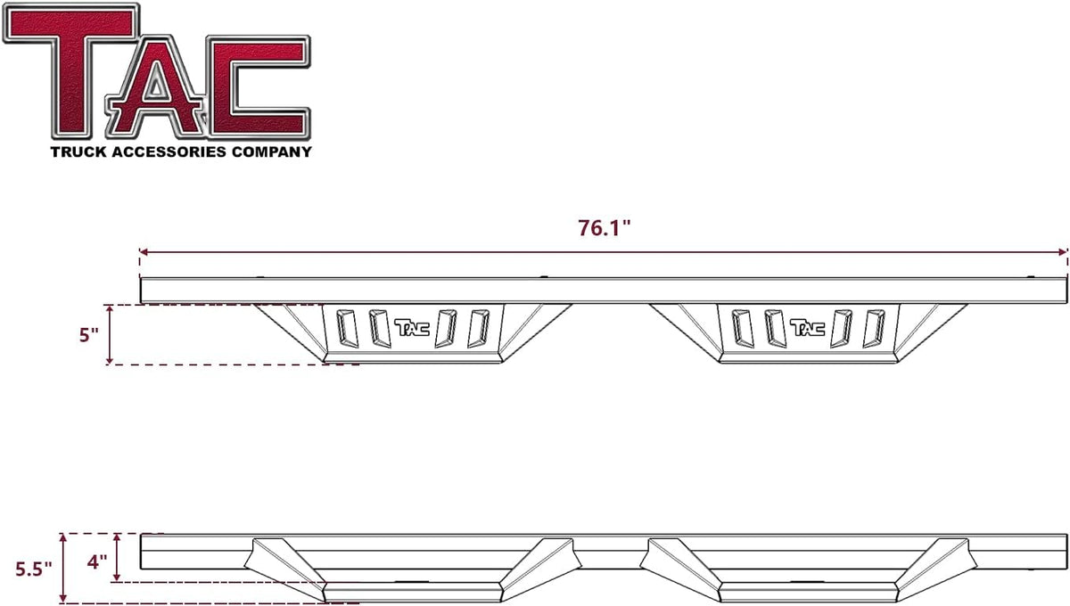 Black Side Steps Nerf Bars Running Boards (2pcs) D987