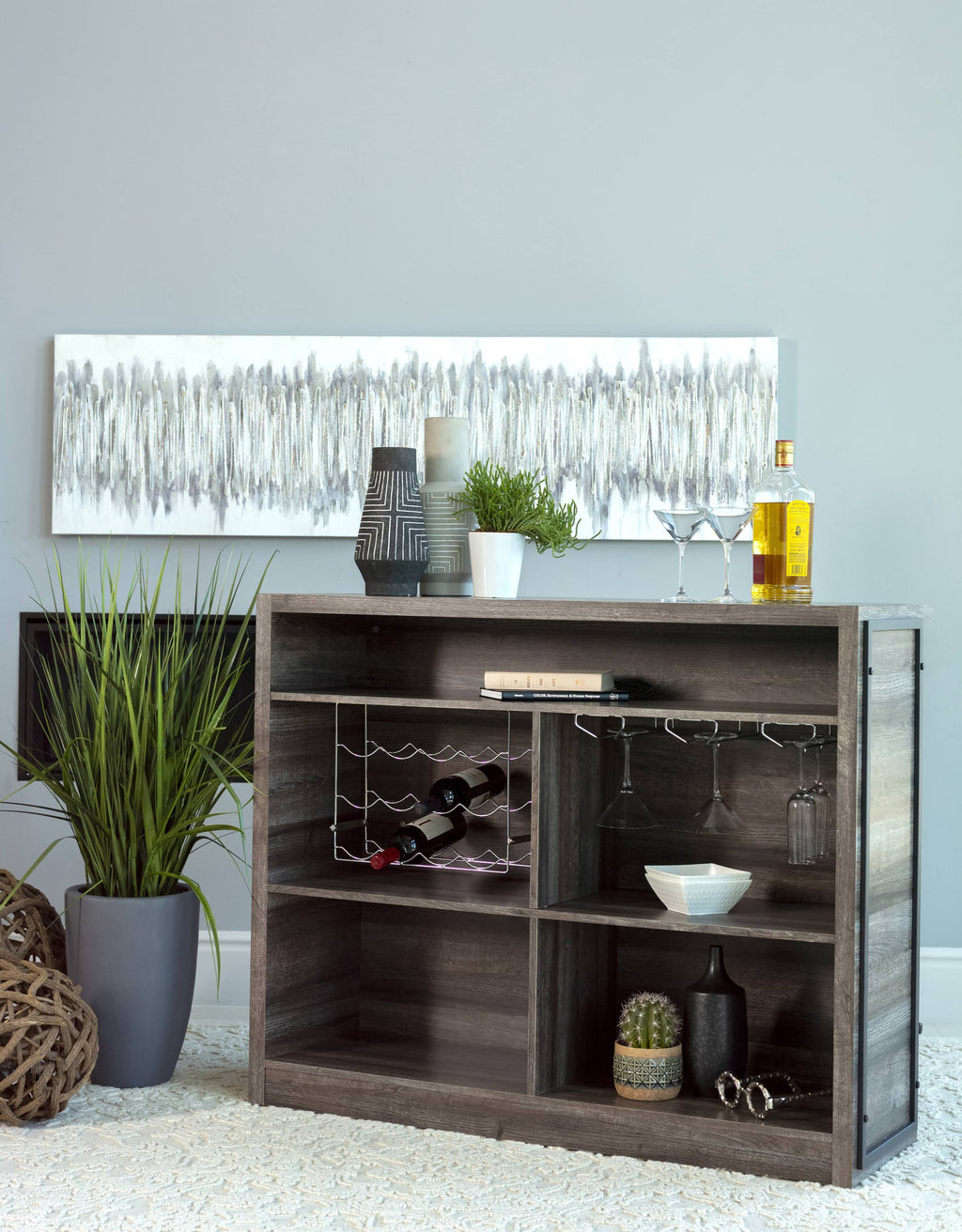 Aged Oak 5-Shelf Bar Unit C30629