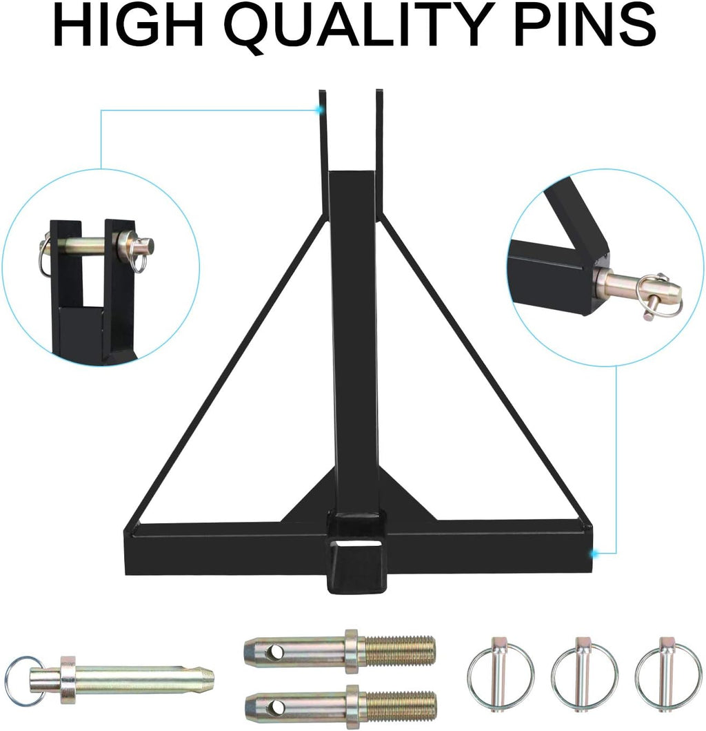 3 Point 2 Inch Receiver Trailer Hitch Heavy Duty Steel Tractor Tow Hitch Drawbar Adapter X265909
