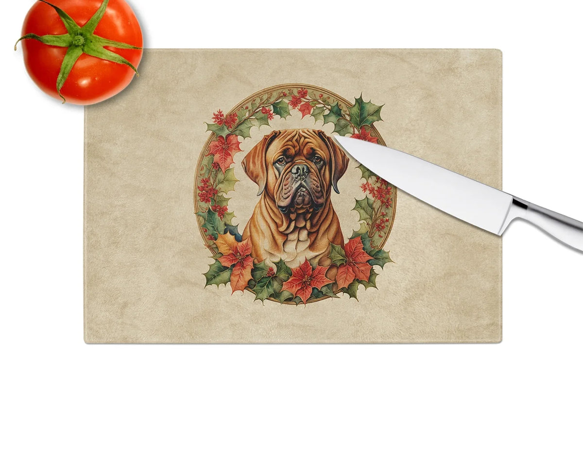 Christmas Flowers Glass Cutting Board 12 in x 15 in Q29138