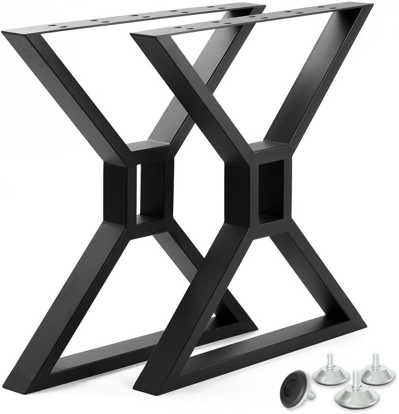 28-inch Metal Table Legs Set of 2 Black Cast Iron Heavy Duty L197289