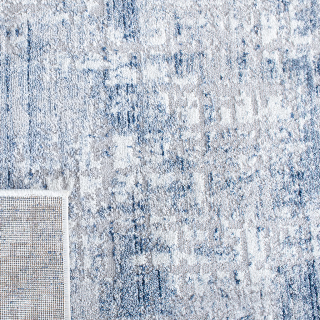Navy Light Grey Abstract Area Rug 8' x 10' D830877