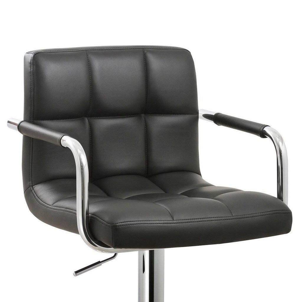Black Faux Leather Swivel Barstools Set of 3 F84302