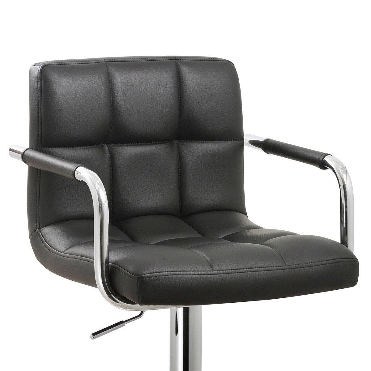 Black Faux Leather Swivel Barstools Set of 3 F84302