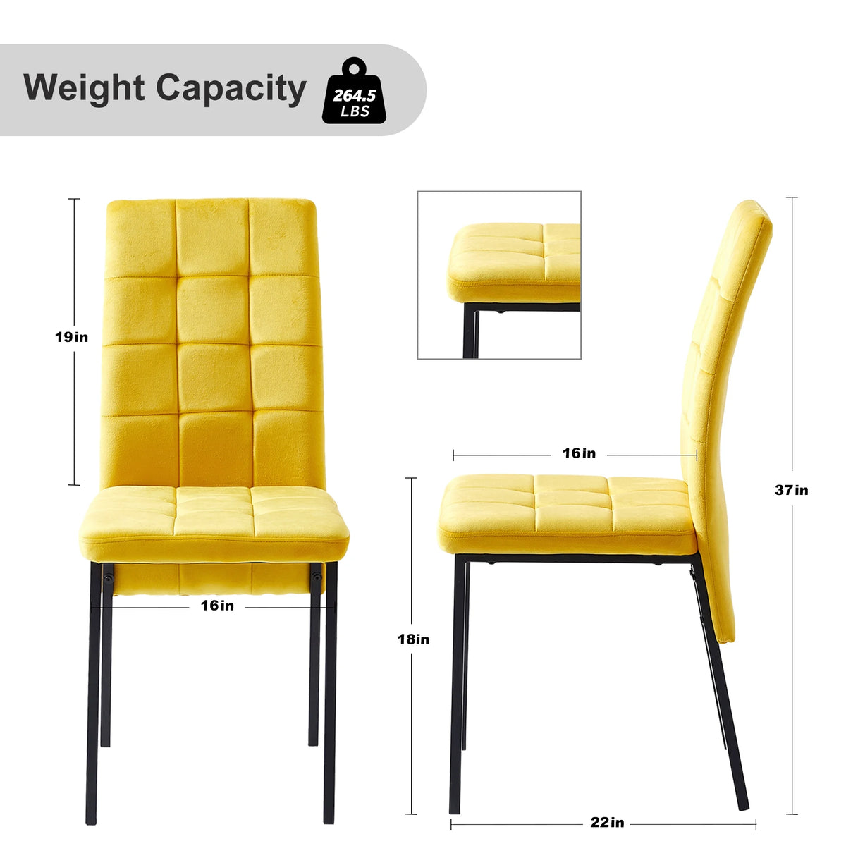 Yellow Velvet Dining Chairs Set Of 4 J550725