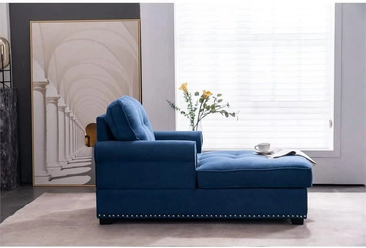 Blue Linen Fabric Indoor Chaise Lounge Z82630