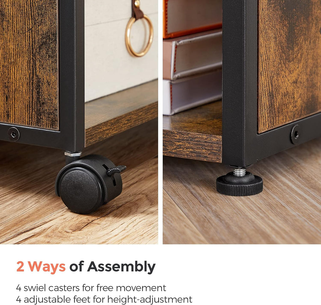 Rustic Brown and Black Nightstand with Lifting Top U3428