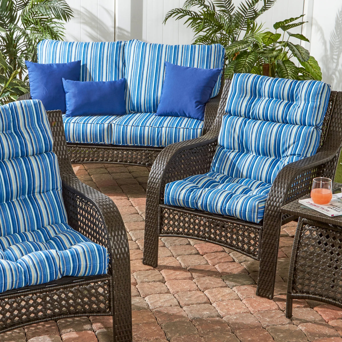 44 x 22 in. Outdoor High Back Chair Cushion Set of 2 B2956