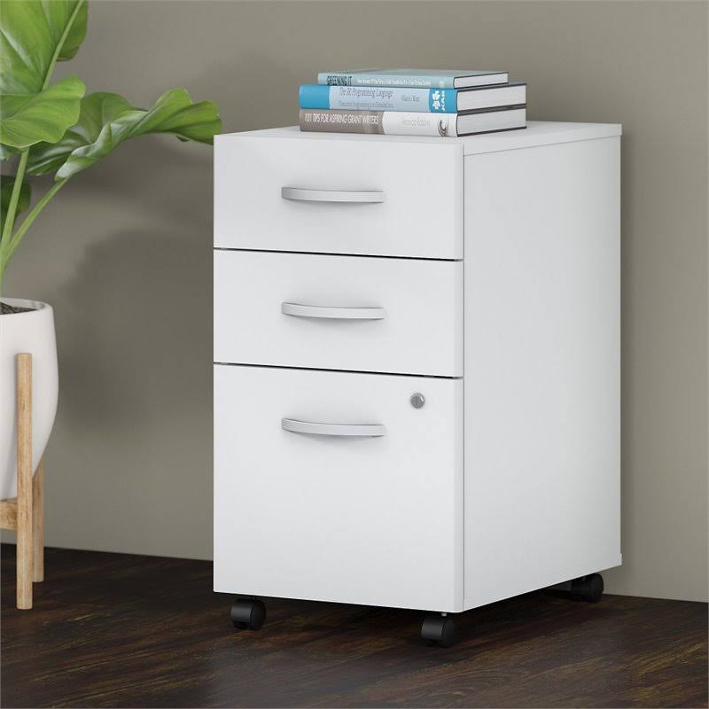 White 3 Drawer Mobile File Cabinet I126