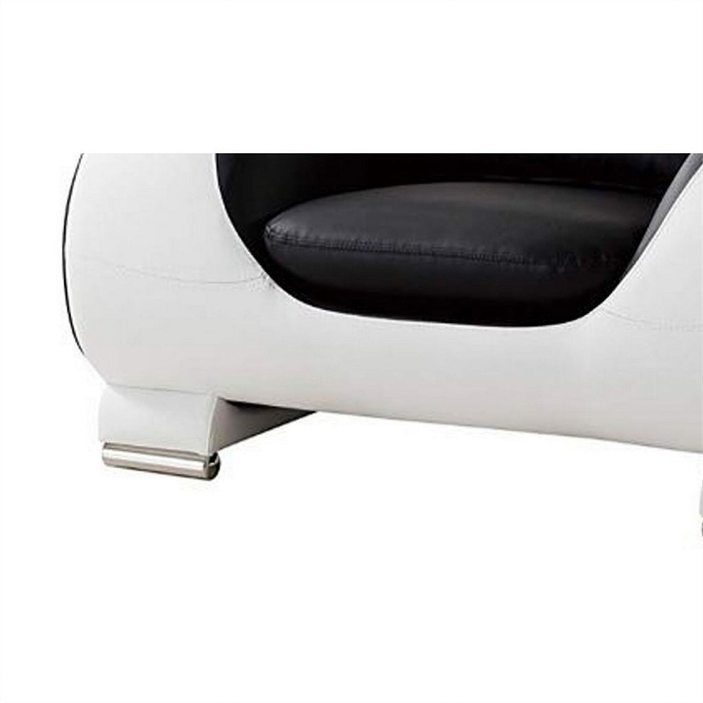 Black and White Faux Leather Wooden Sofa Chair with Headrest A914