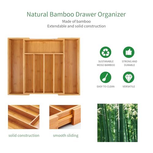 Bamboo Cutlery Tray Silverware Drawer Dividers D98819
