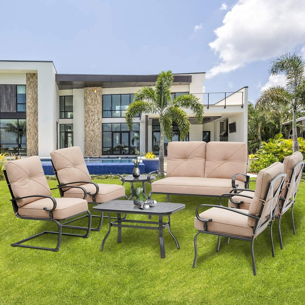 7-Piece Brown Metal Patio Conversation Set R562532
