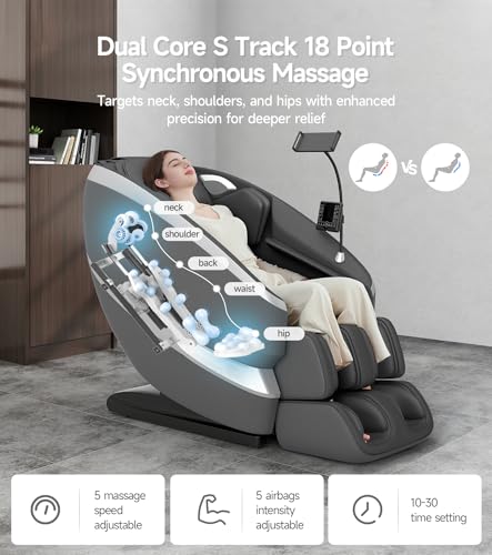Black Full Body Massage Chair with Dual Core S-Track, Zero Gravity Recliner K91467