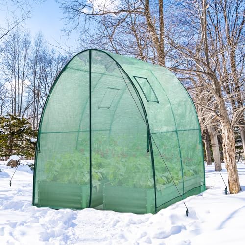 Portable Tunnel Greenhouse with Mesh Windows, 5.9x5.9x6.6 FT M9481