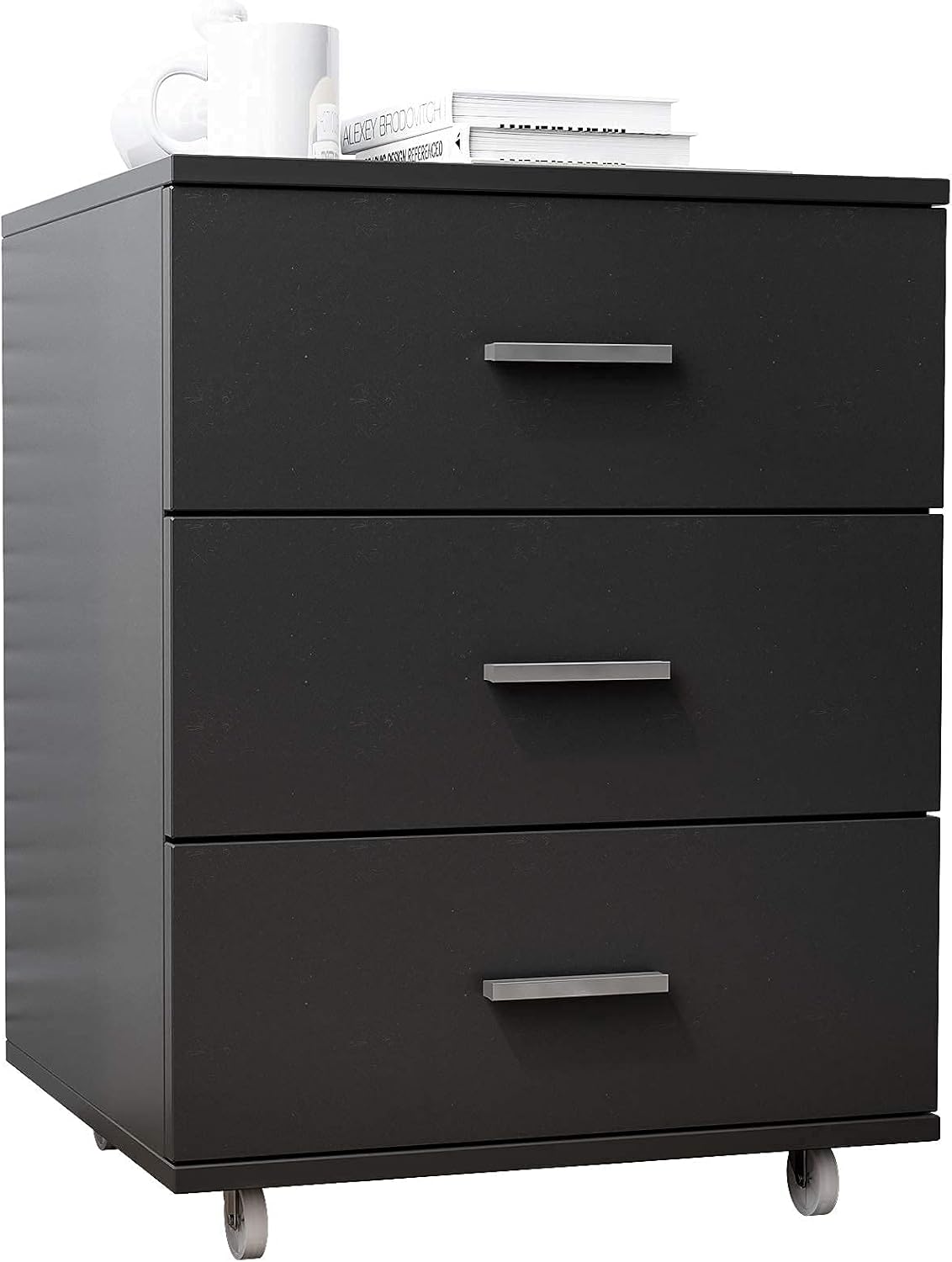 3 Drawer Rolling Wooden File Cabinet with Lockable Casters Y471