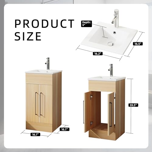16” White Bathroom Vanity Sink Combo with 2 Doors G8541