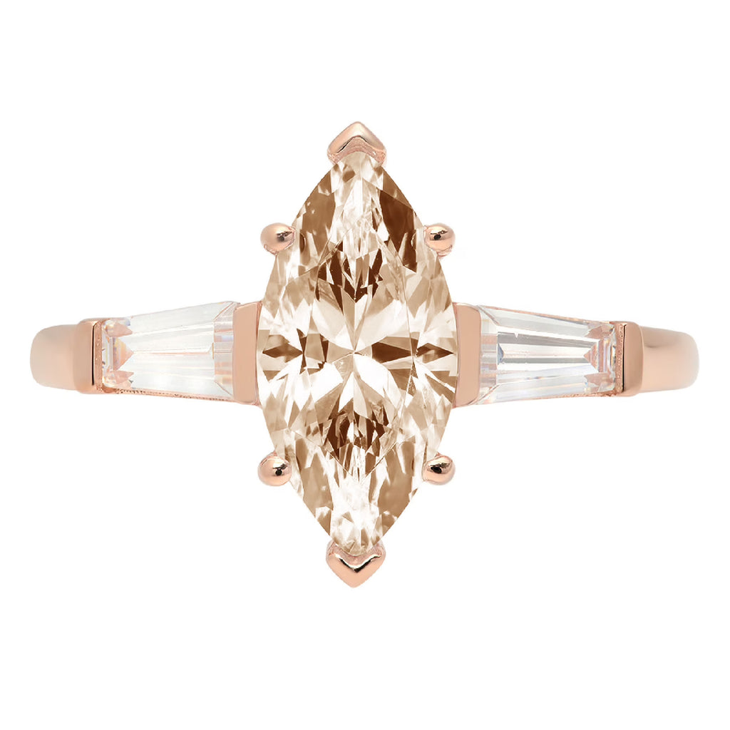 Champagne Simulated Diamond 3 Stone Ring G398333