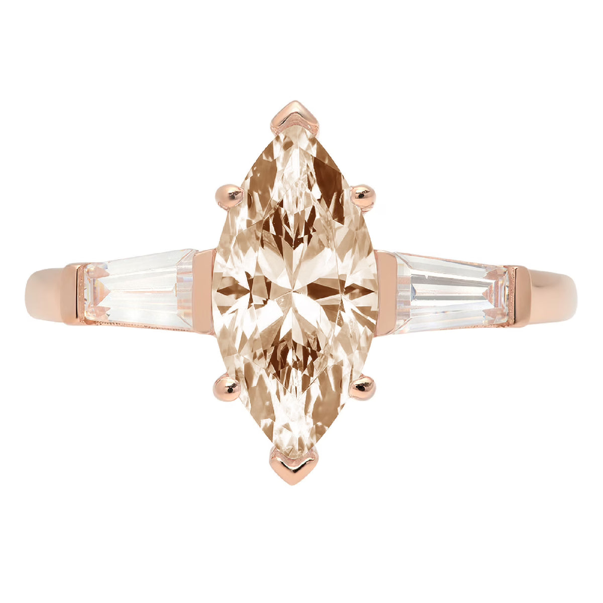 Champagne Simulated Diamond 3 Stone Ring G398333