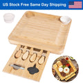 Bamboo Charcuterie Board Set with 4 Stainless Steel Cheese Knives G87450