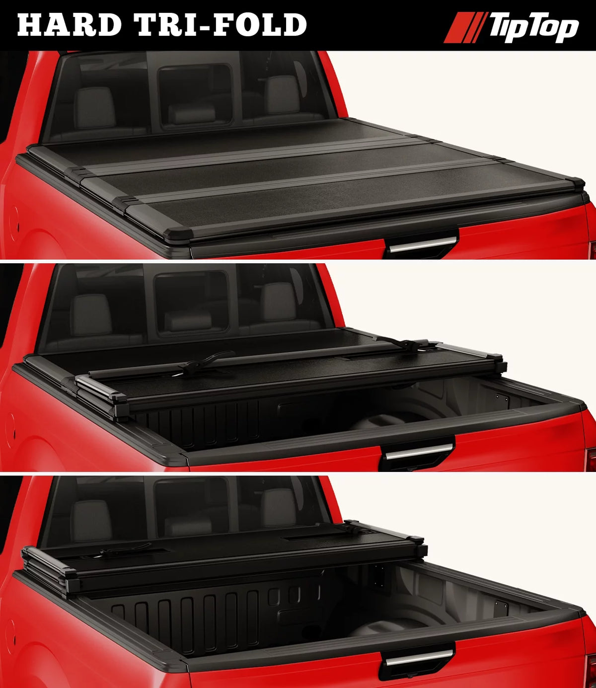 Tri-Fold Hard Tonneau Cover Truck Bed FRP 6.6ft Bed Q271797