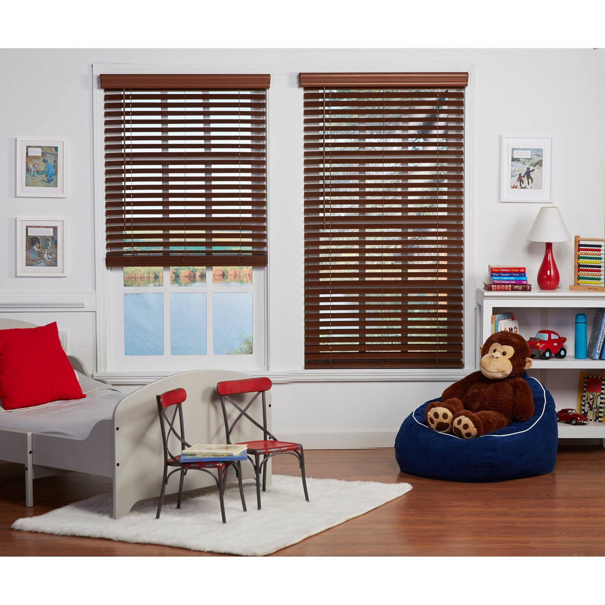 Dark Oak Cordless Faux Wood Blind I5603