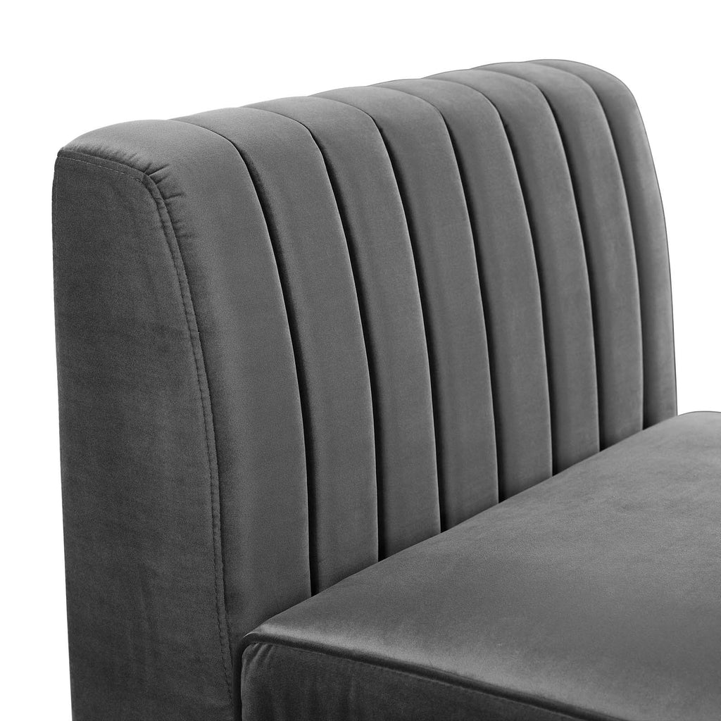 Gray Channel Tufted Performance Velvet Armless Chair R2491