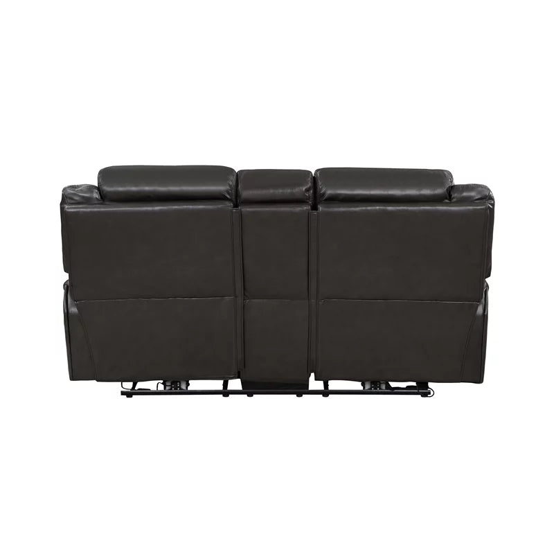 Dark Gray Faux Leather Power Double Reclining Loveseat O491668