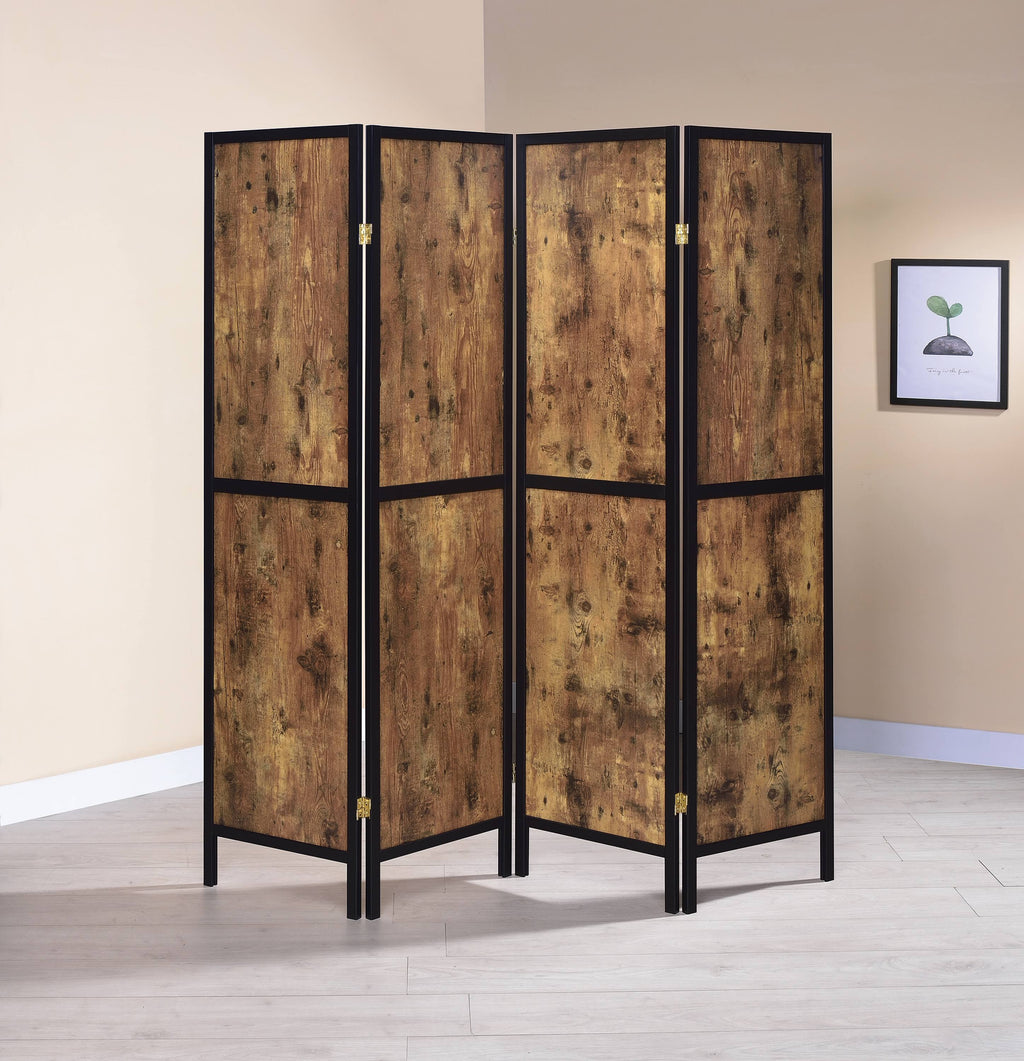 Antique Nutmeg 4 Panel Folding Screen J7125