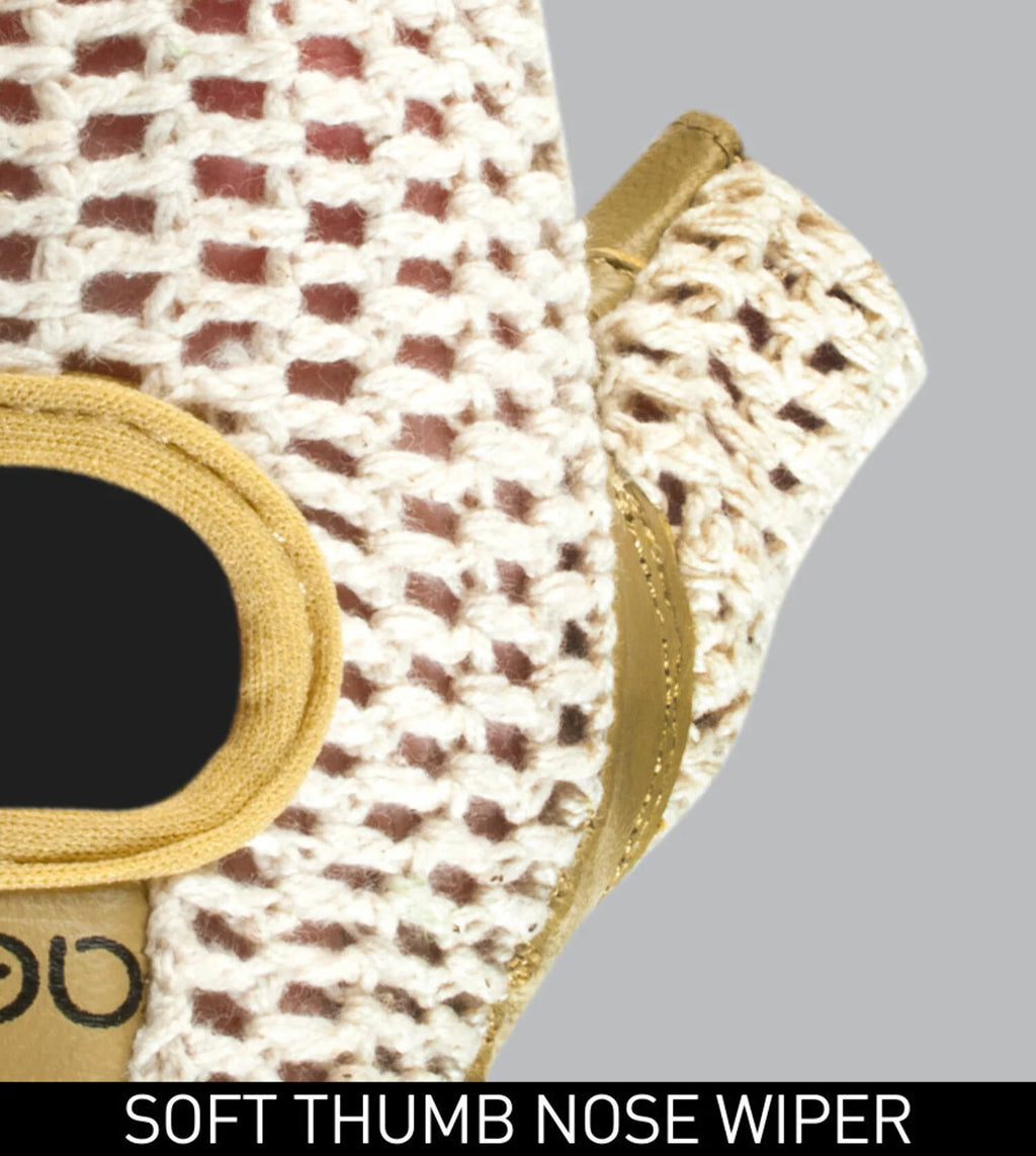 Leather and Cotton Crochet Fingerless Gloves Q379