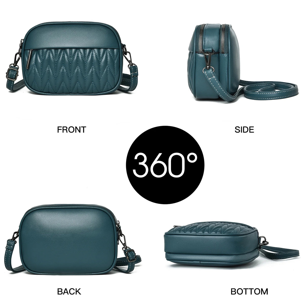 Leather Crossbody Bag with Adjustable Strap D8303
