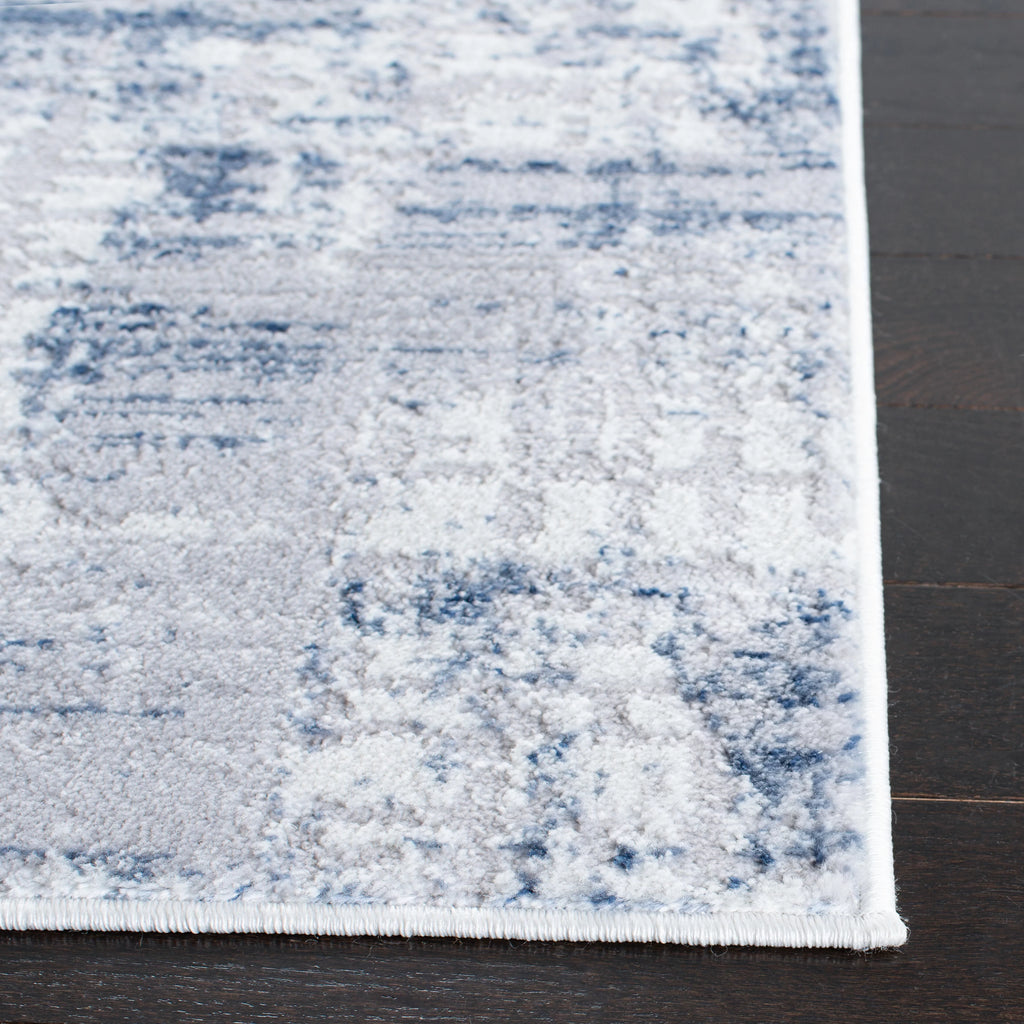 Navy Light Grey Abstract Area Rug 8' x 10' D830877