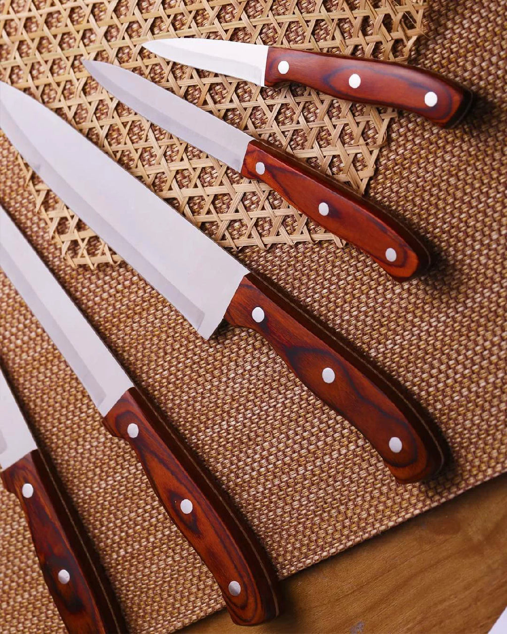 6 Pcs High Carbon Stainless Steel Wooden Handle Knife Block Set U8151