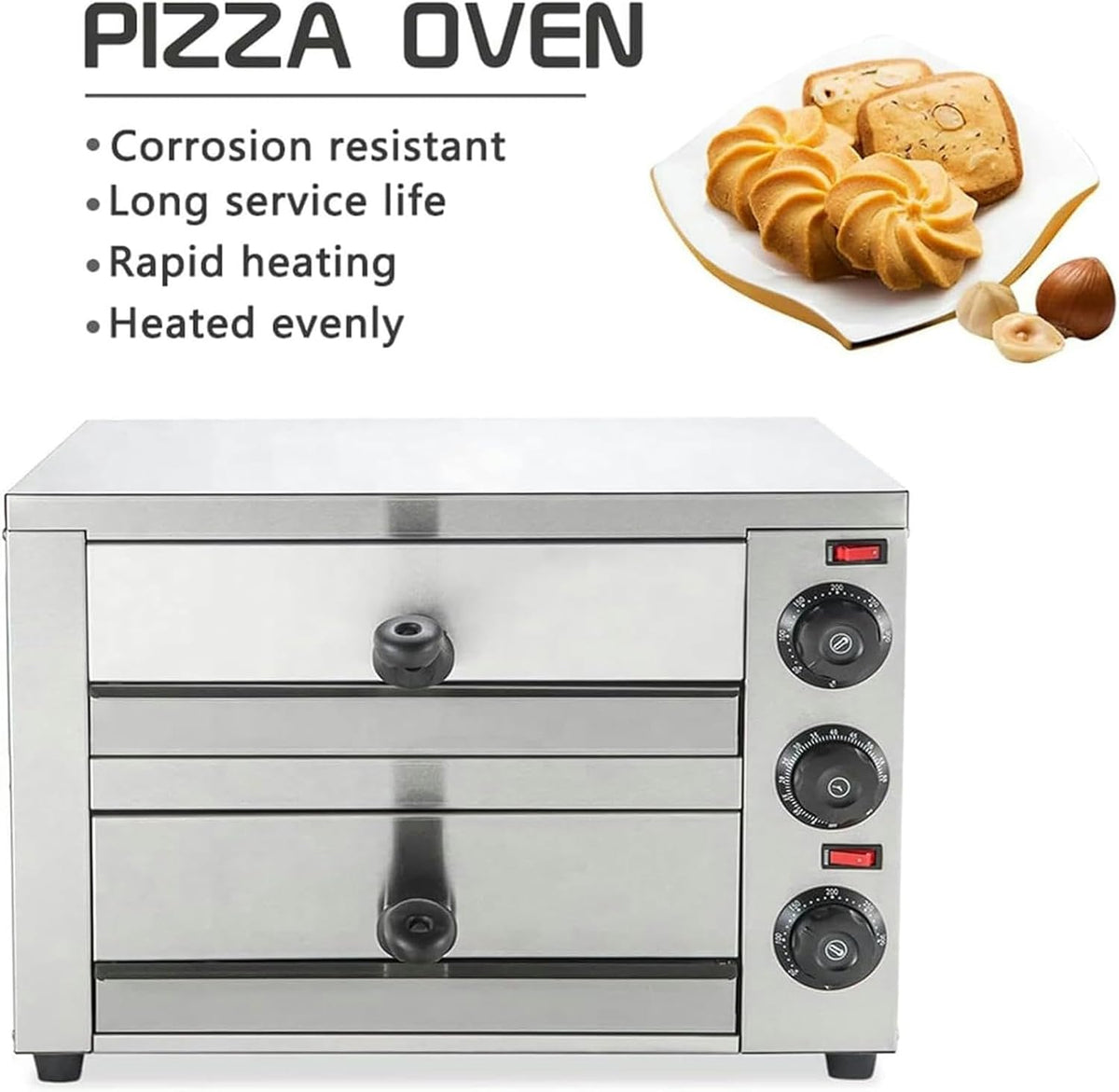 Stainless Steel 2-Layers Electric Pizza Oven U140