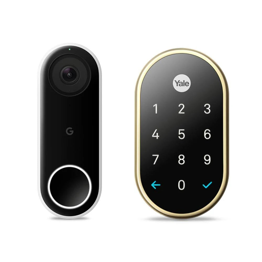 Video Doorbell and Lock in Polished Brass with Nest Connect Q1223