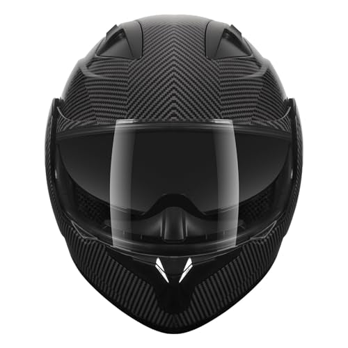 Modular Flip-Up Dual Visor Motorcycle Full Face Helmet (Bright Black, Small) S946