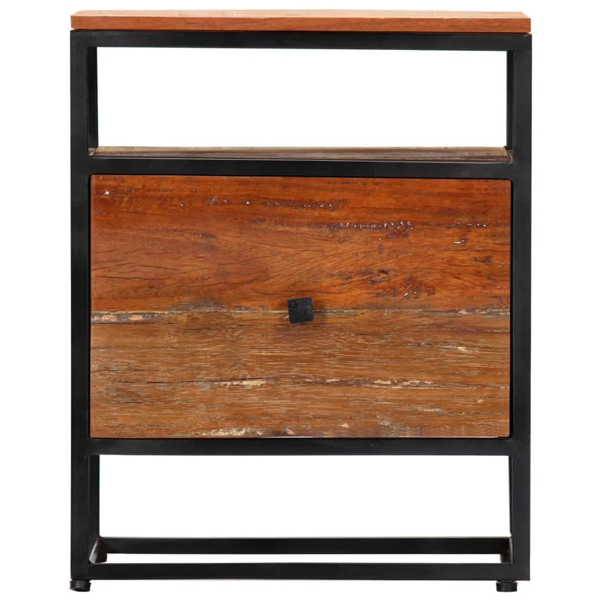 Bedside Cabinet Solid Reclaimed Wood and Steel L9567