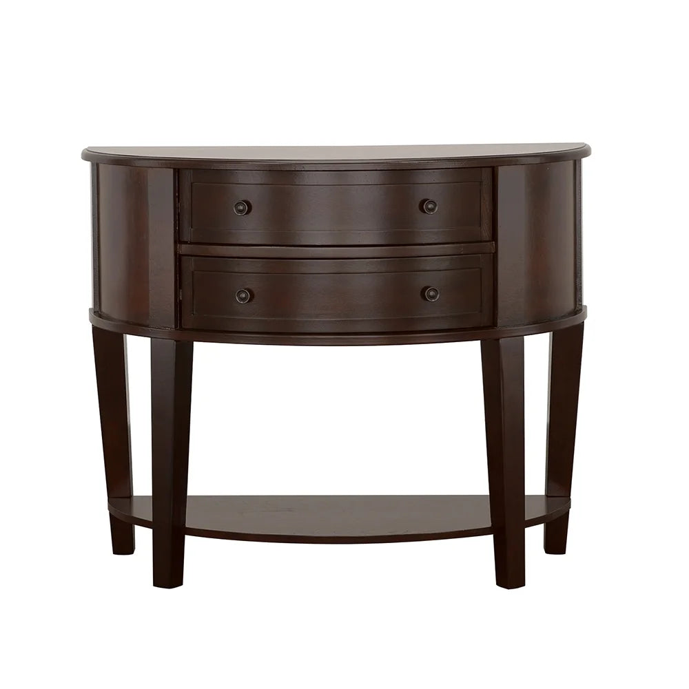 2-drawer Demilune Shape Console Table Cappuccino Z1189