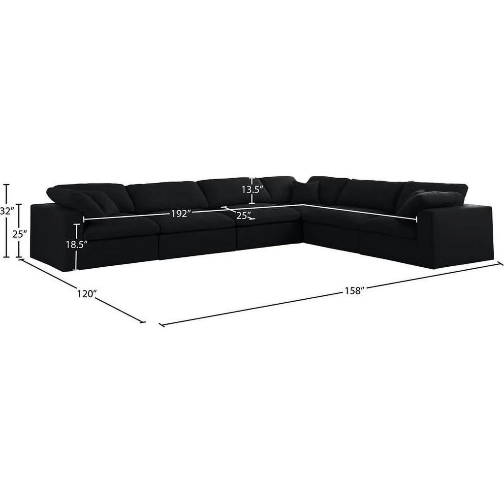 Black Linen Fabric Modular Sectional R847121