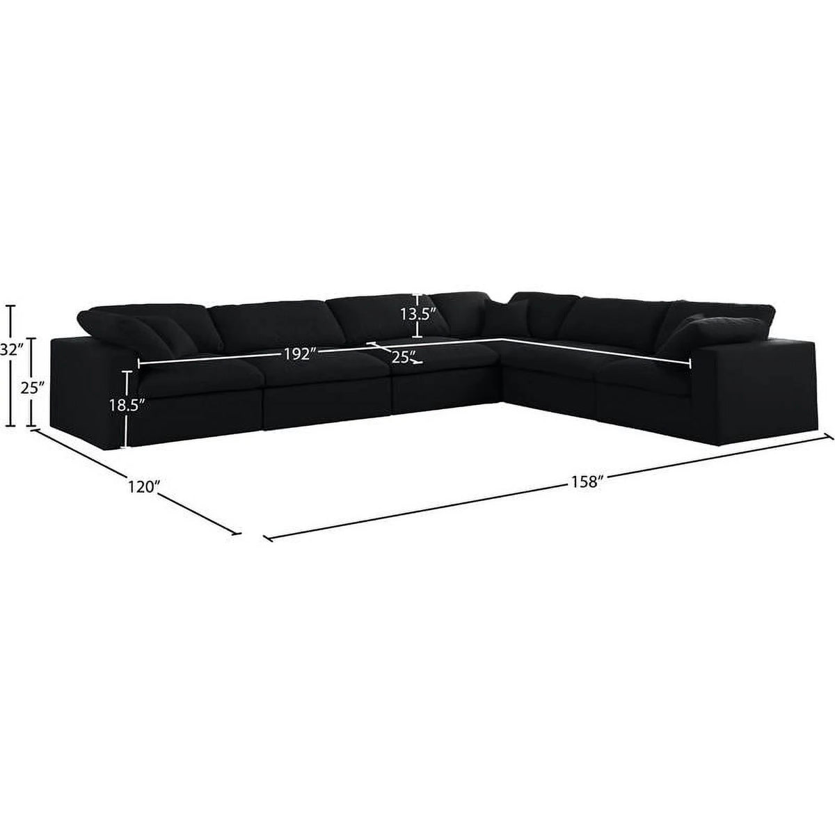Black Linen Fabric Modular Sectional R847121