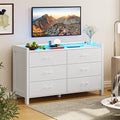 White 6 Drawer Wood Dresser with LED Lights U94607
