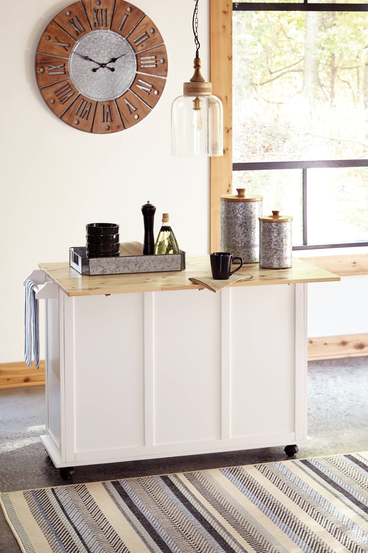 White/Light Brown Kitchen Cart B593