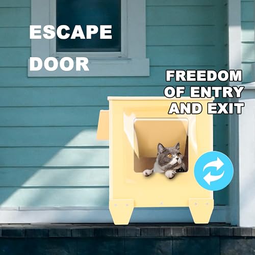 Outdoor Cat Houses Wooden Stray Cat Shelter with Escape Door X447581