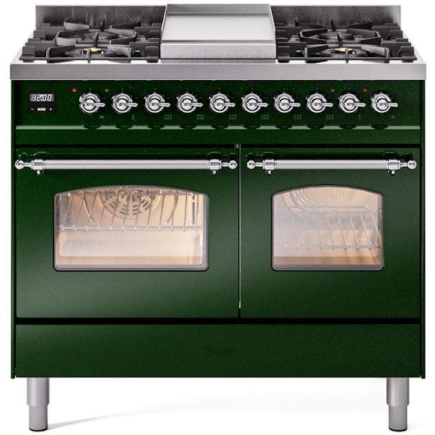 40 Dual Fuel Natural Gas Range Emerald Green Chrome Trim J572