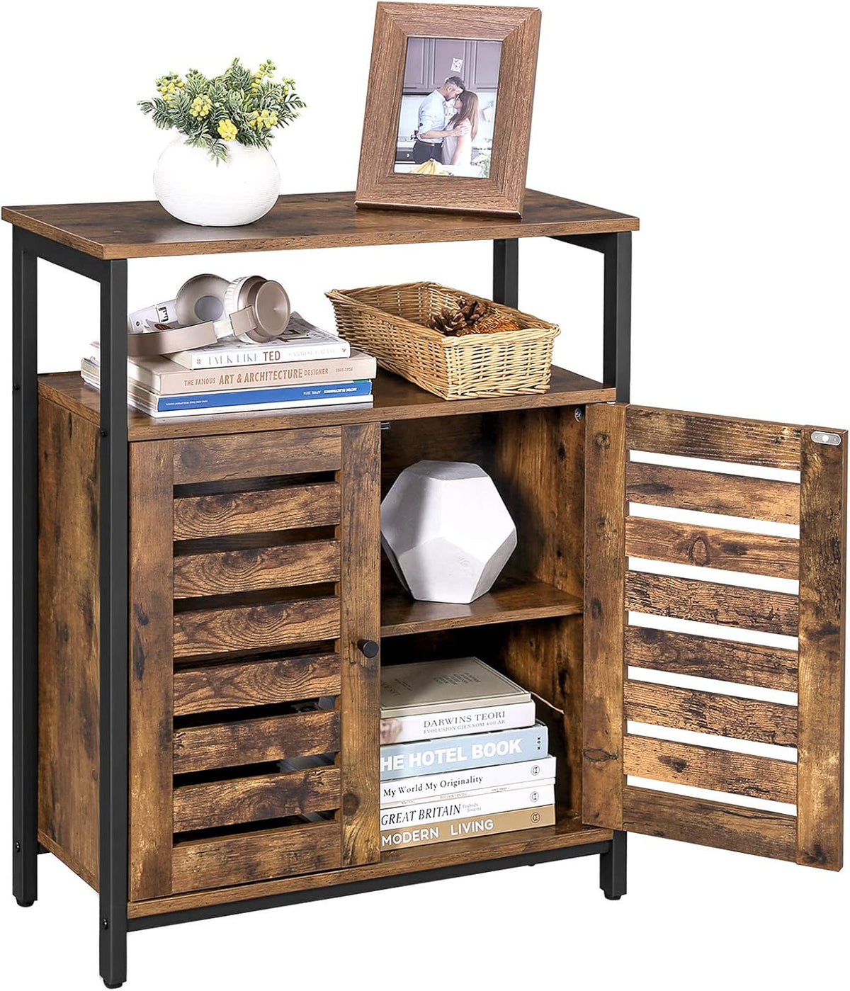 Rustic Brown Standing Cabinet with Shelf L62782