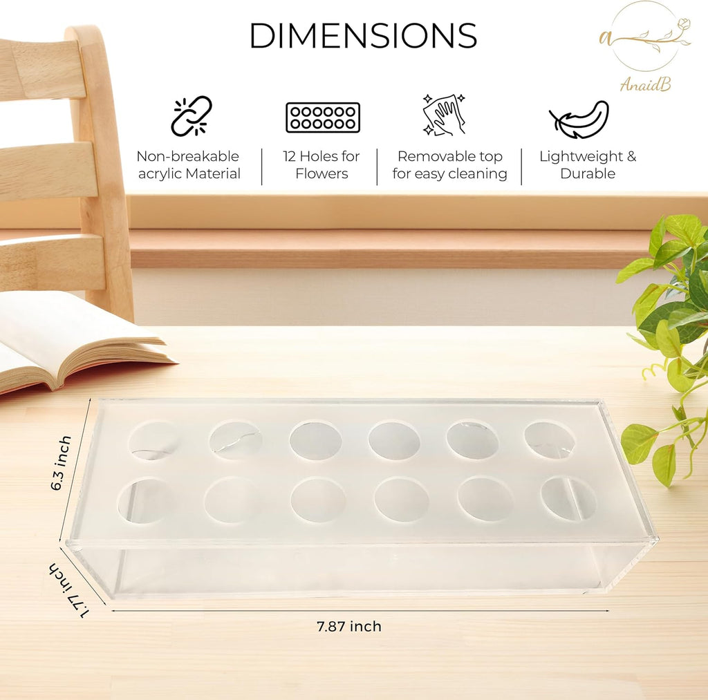 Clear Acrylic Rectangle Vase with Holes and Lights O521