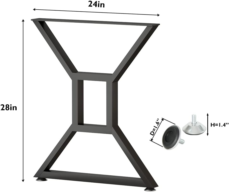28-inch Metal Table Legs Set of 2 Black Cast Iron Heavy Duty L197289