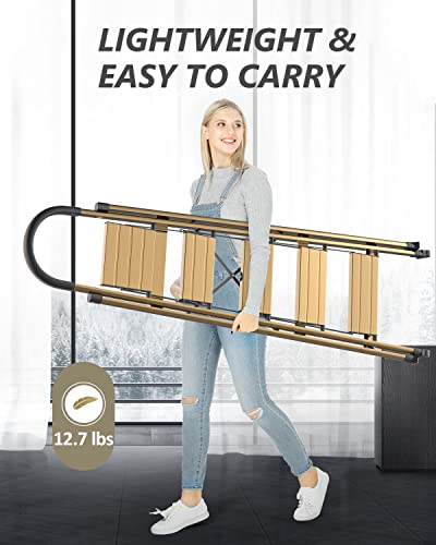 5 Step Folding Black Aluminum Ladder with Anti-Slip Pedal P108907